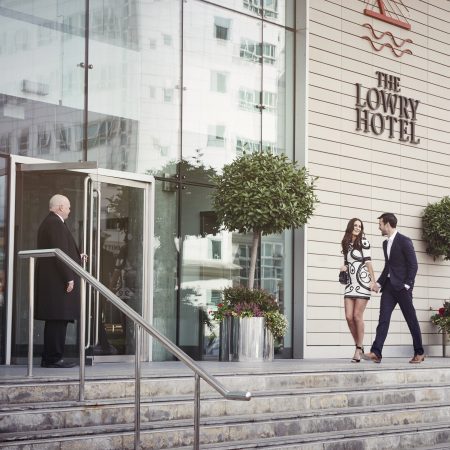 Couple outside The Lowry Hotel